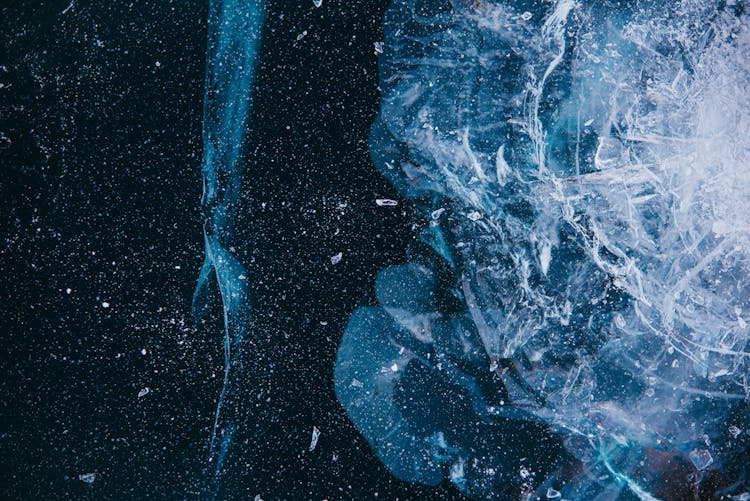 Blue And White Abstract Ice Cracks 