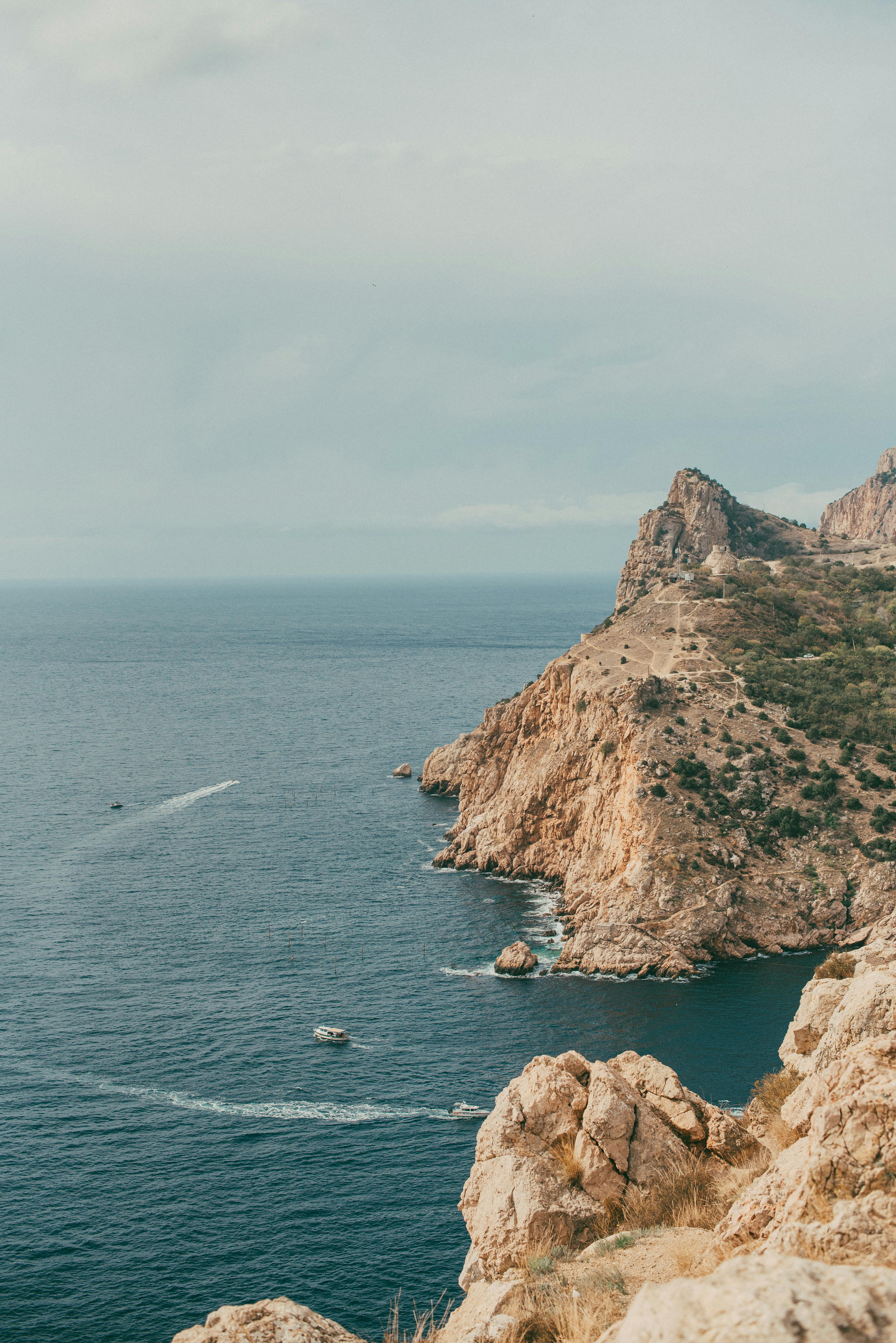 Breathtaking view of coastal cliffs and ocean in Sevastopol, perfect for nature lovers.