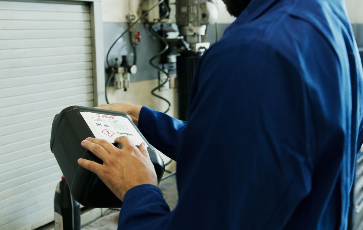 Mechanic carrying out a European car logbook service