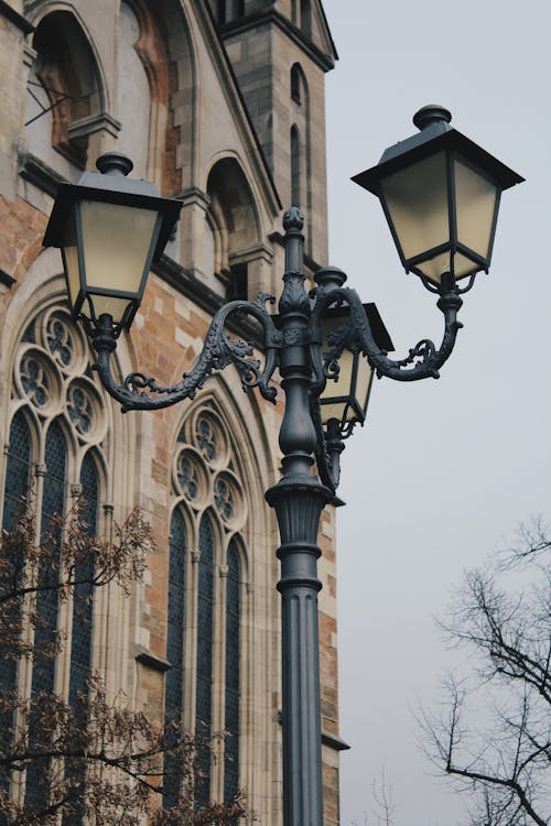 Gothic Style Street Lamp Near Concrete Building