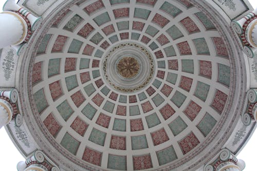 Stained Glass Dome Ceiling  in Low Angle Photography