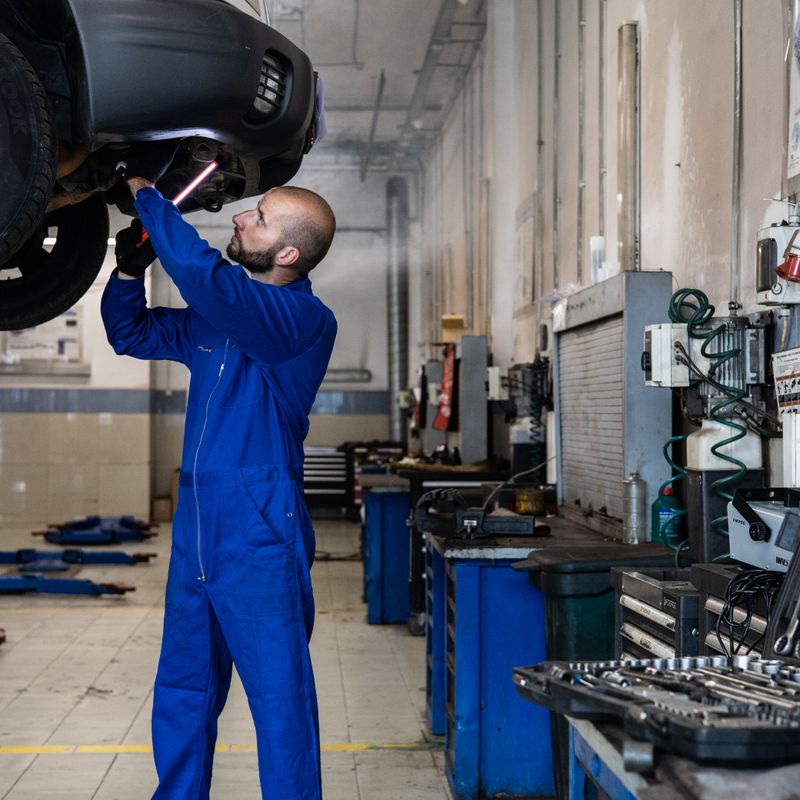 Vehicle on lift for professional maintenance service