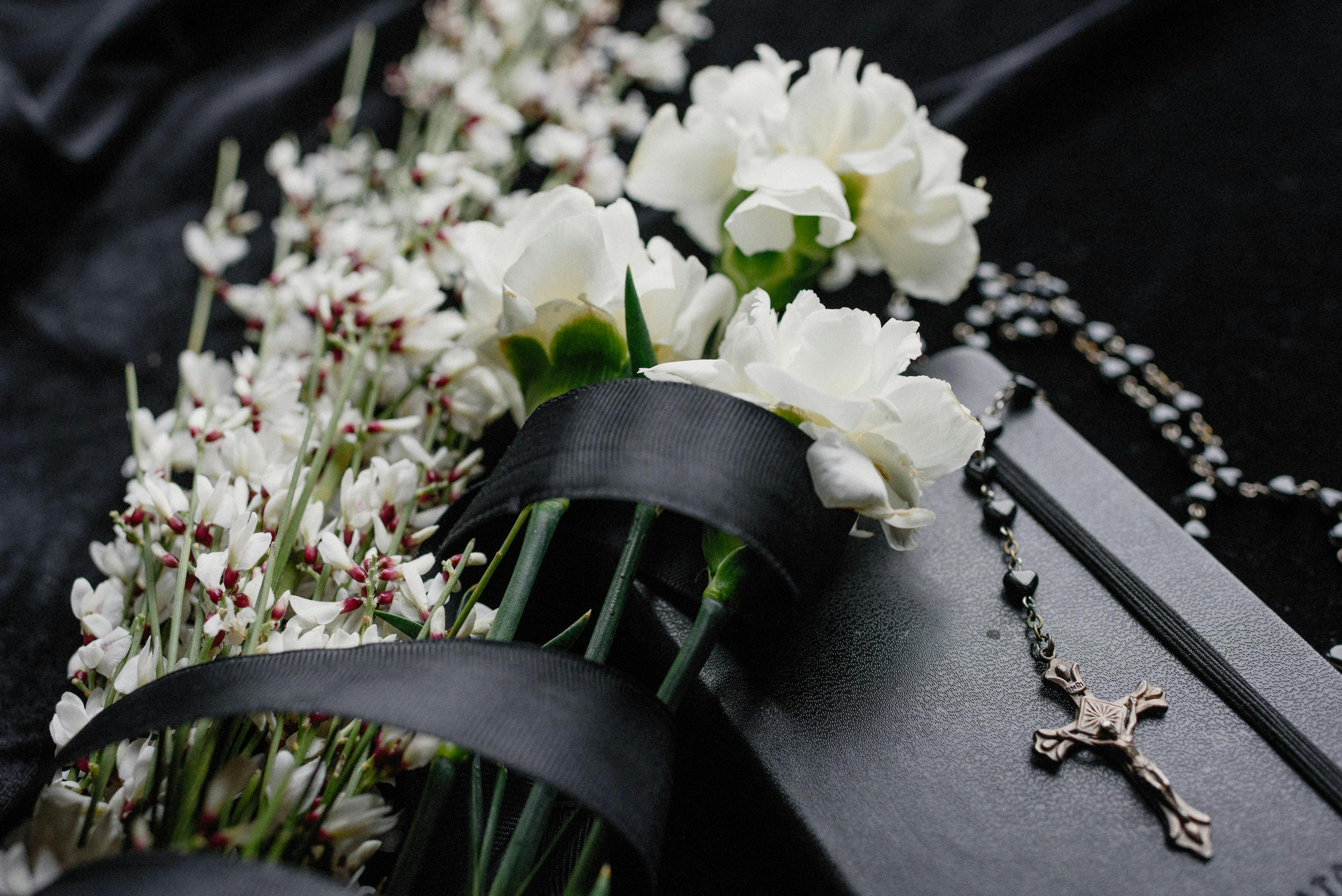 a bouquet of white flowers