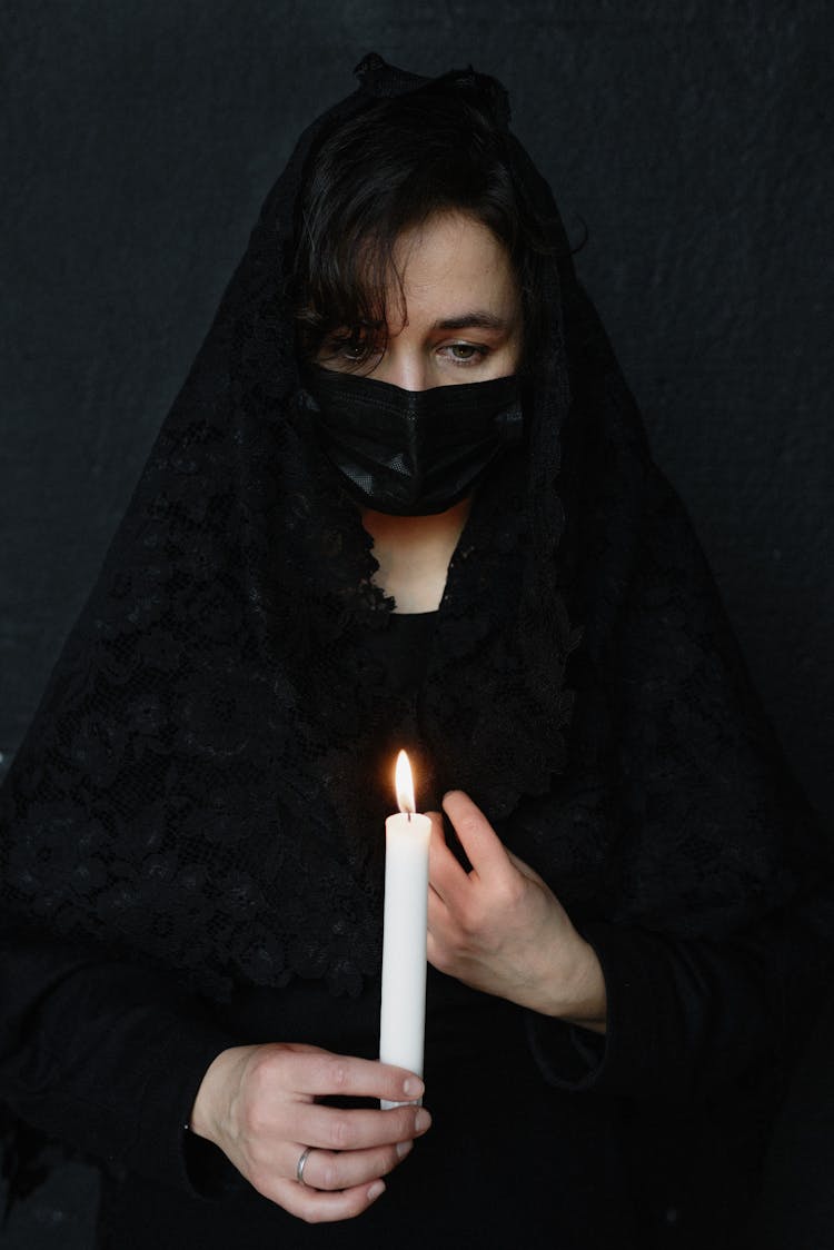 A Grieving Woman Dress In Black