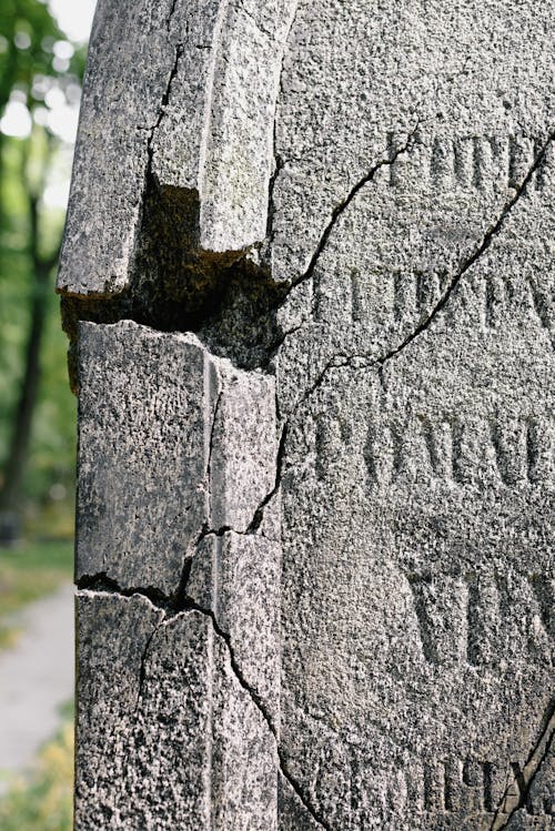 Broken and Cracked Tombstone