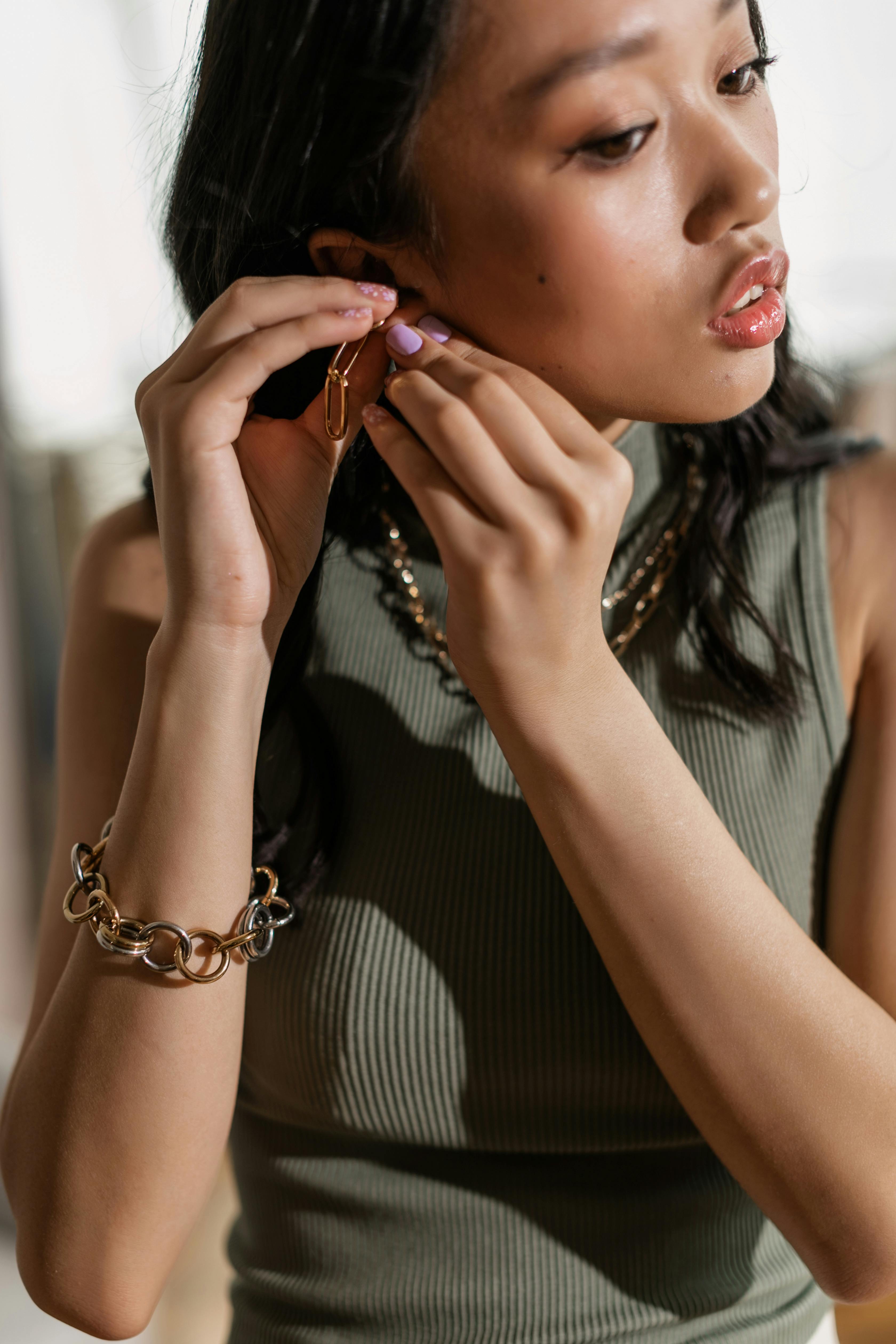 a woman wearing fashion accessories