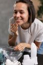 Girl in White Crew Neck T-shirt Smiling