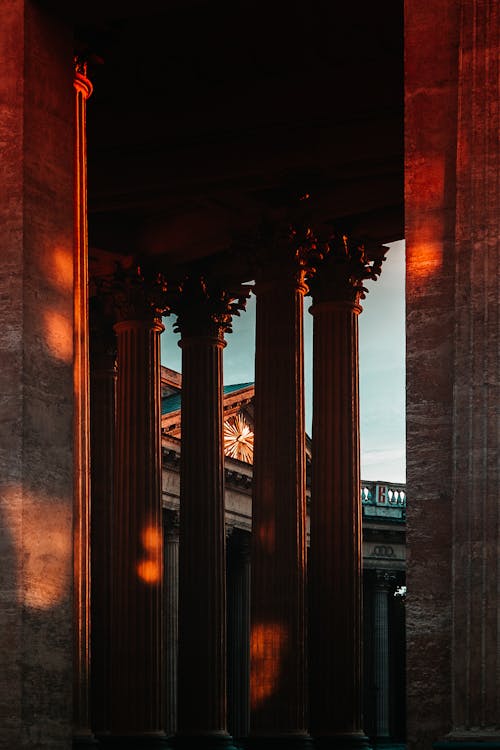 Classicist Architecture in Red Sunset Light