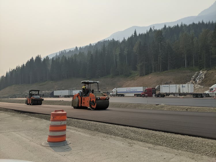 Road Roller On The Asphalt Road