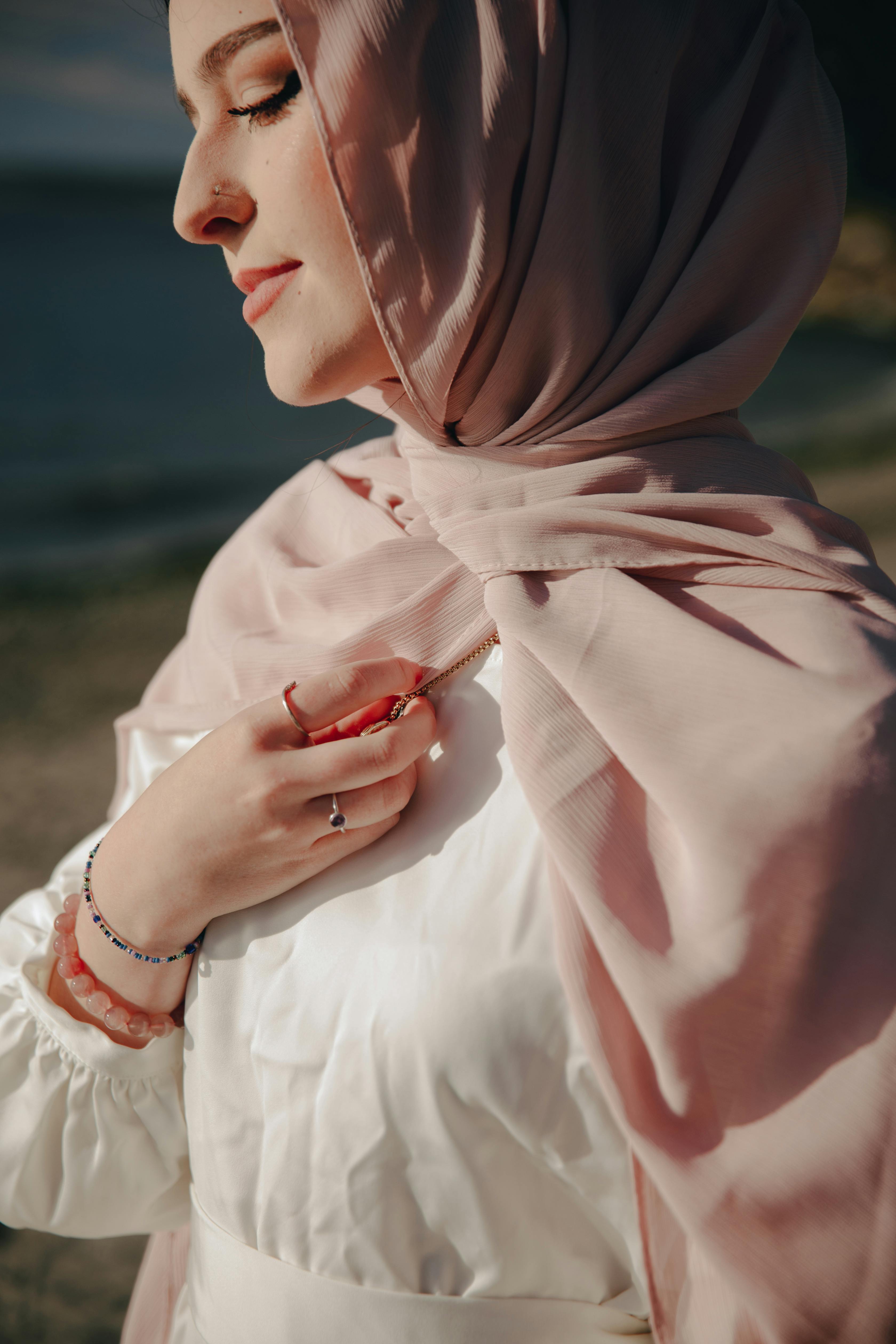Woman in White Dress Wearing Hijab · Free Stock Photo