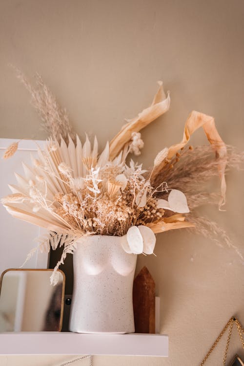 Close-Up Shot of Dry Flowers in a Vase