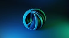 Dynamic 3D Abstract Sphere with Blue and Green Accents