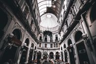 Interior of a Historic Building with Cafe
