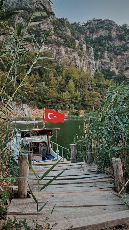 停靠, 土耳其國旗, 垂直拍攝 的 免費圖庫相片