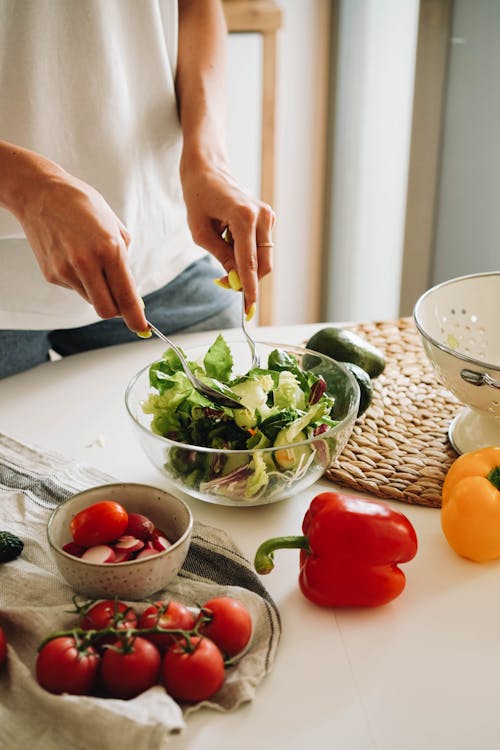 A Person Making Salad