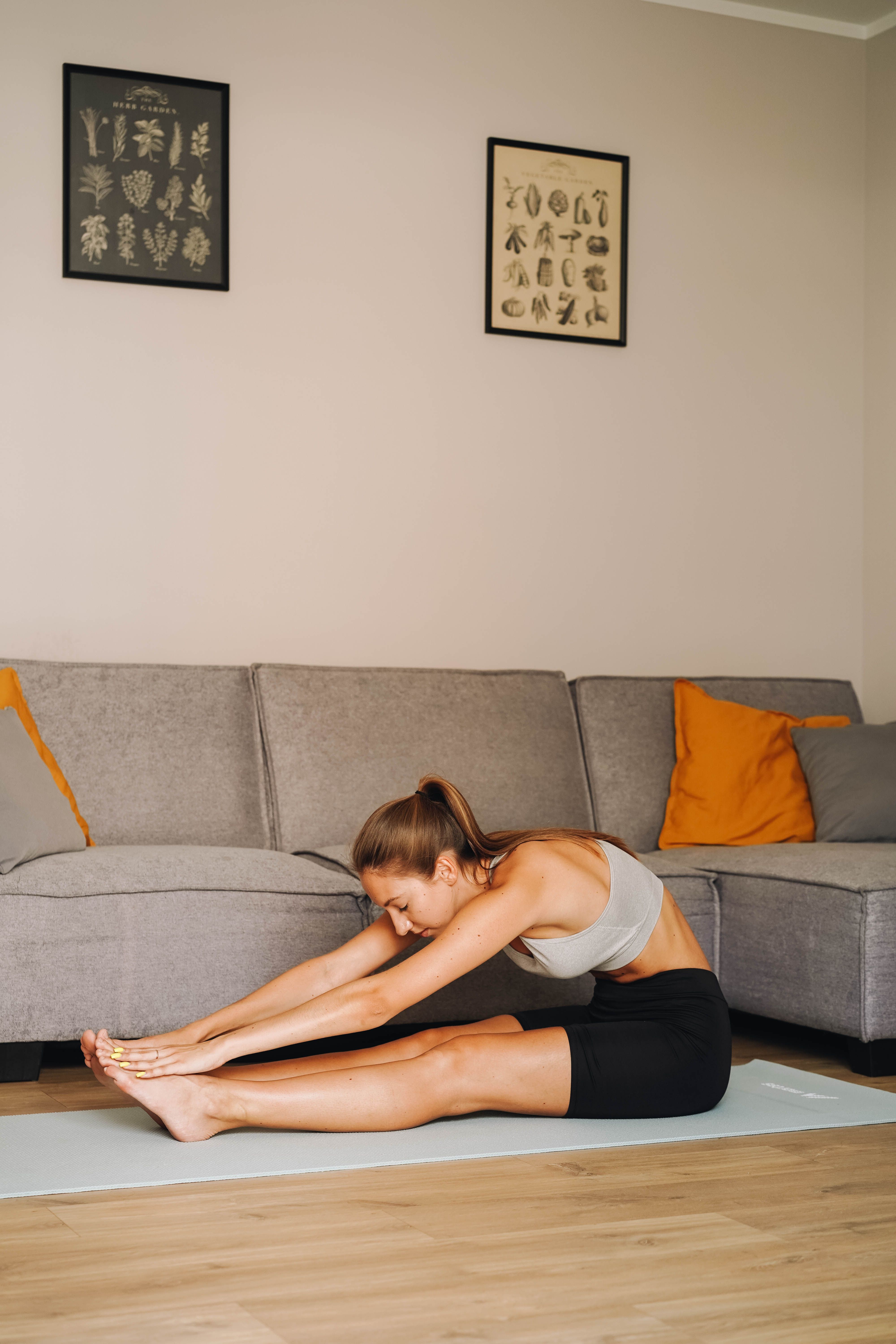 Gentle home workout stretching