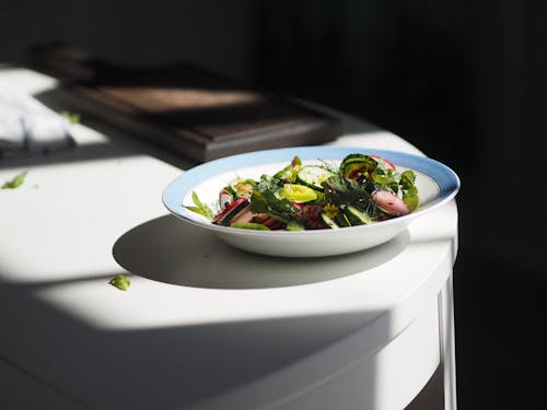 Free Vegetable Salad on White Ceramic Bowl Stock Photo