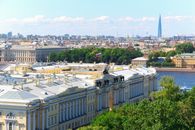 Aerial Shot of the Senate and Synod Building in St Petersburg Russia