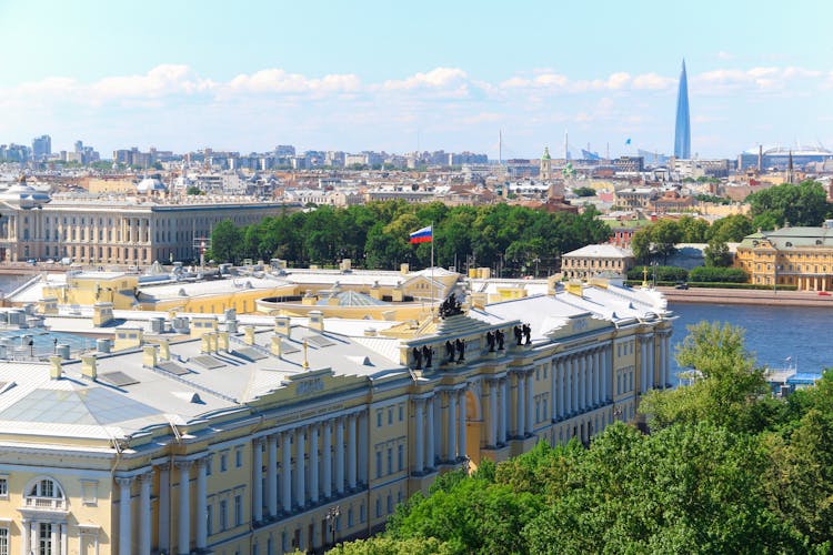 Aerial Shot Of The Senate And Synod Building In St Petersburg Russia