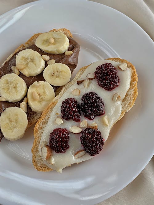 Slice Bread with Nuts and Fruits Toppings