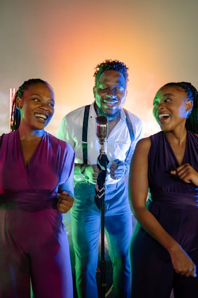 A group of musicians performing live