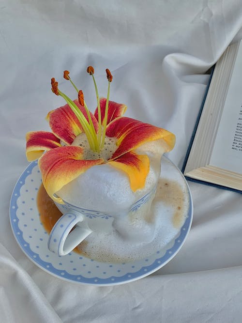 White Ceramic Cup With Flower Inside