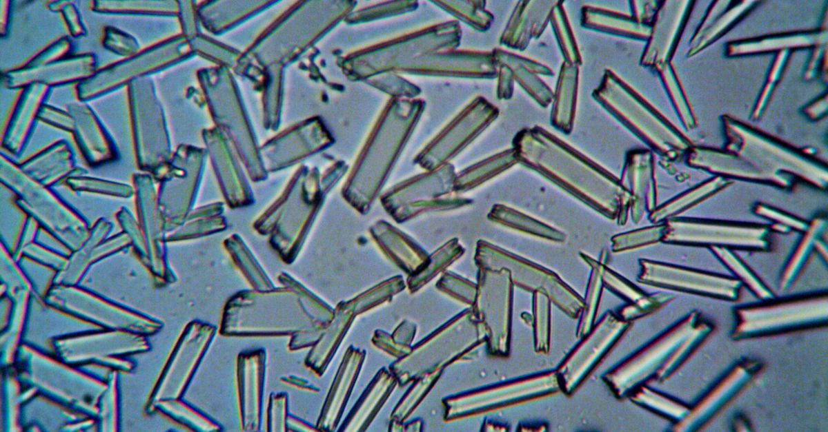 Microscopic image of ringwoodite crystal inclusion in a diamond, with scientific annotations