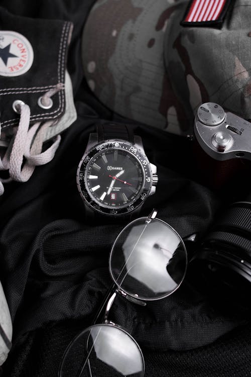 Grayscale Photo of Silver  Analog Watch