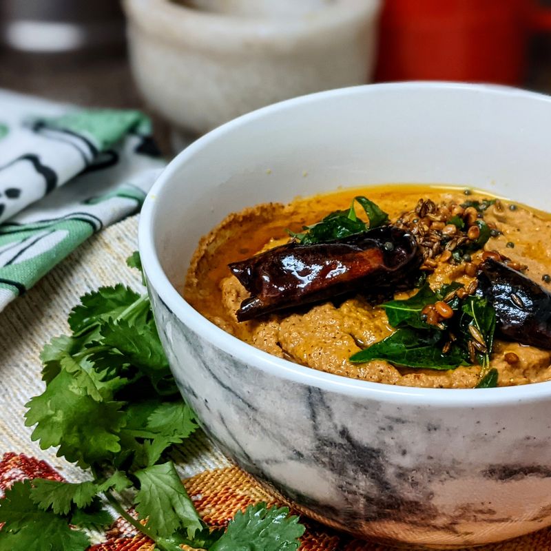 South Indian Tomato Chutney with Jaggery and Mustard Seeds