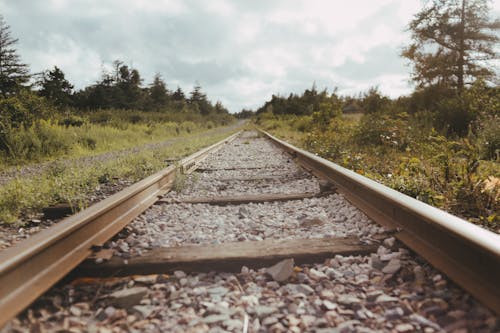 Empty Railroad on Grassland