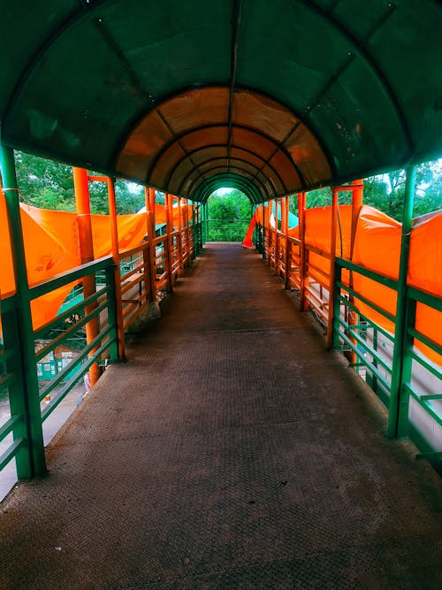 Free stock photo of footover bridge, green, orange