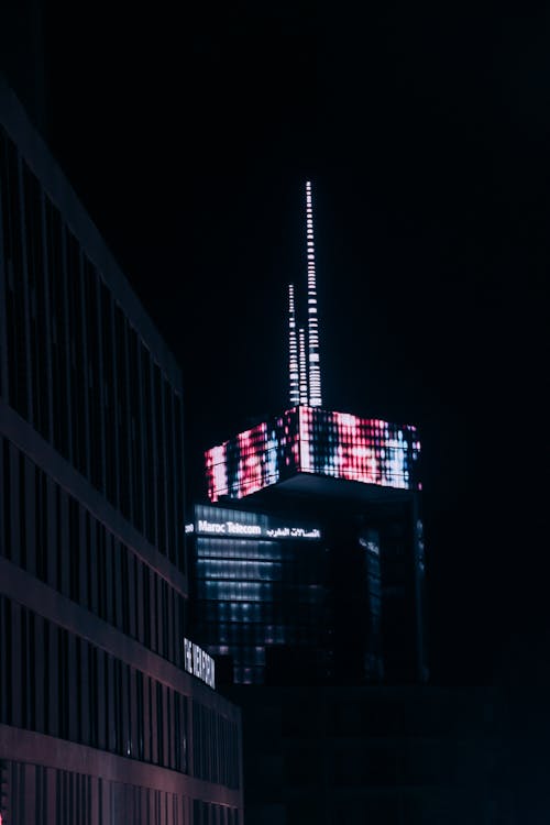 Free Bright Lights on a the Building Tower Stock Photo