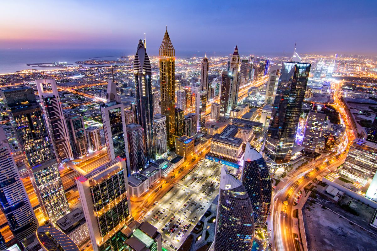 Dubai skyline at twilight, the market The Meta Future runs social media campaigns in