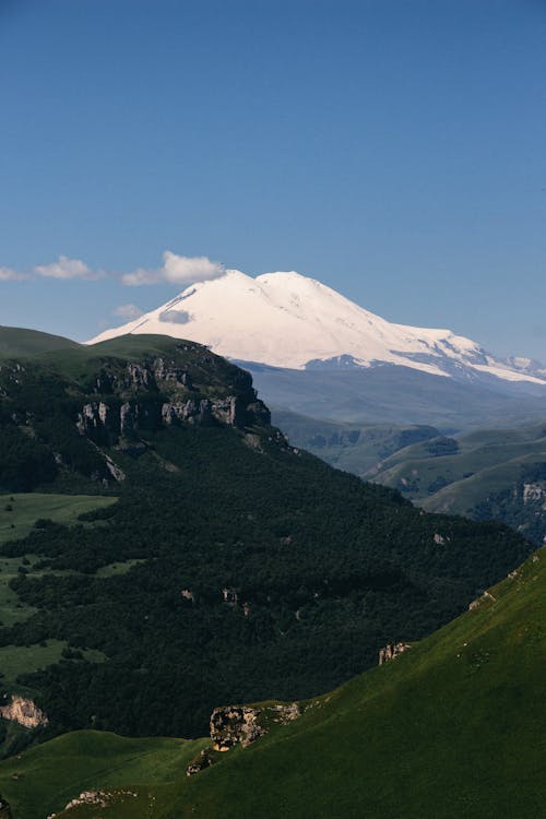 Snow Covered Mountain Under Blue Sky