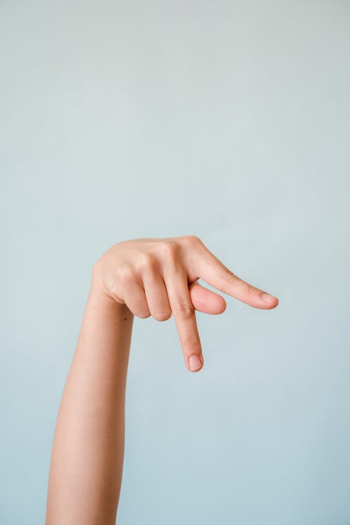 Person's Hand Doing Sign Language