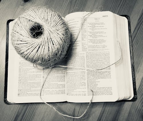 Free stock photo of ball of twine, ball of twine and bible, bible