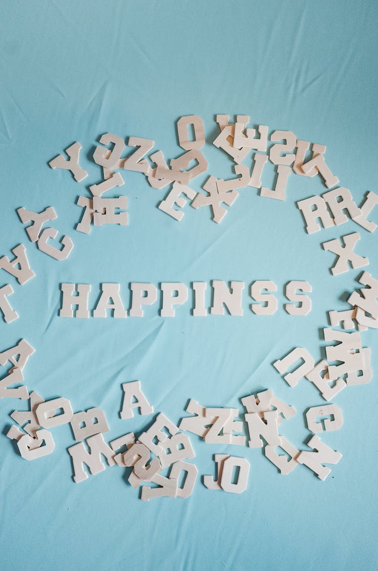 Happiness Text Among Letters