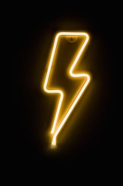 Yellow Neon Lightning Bolt Sign