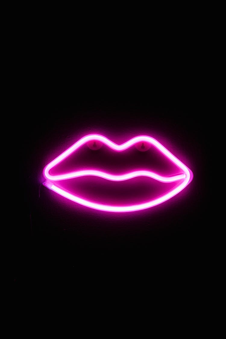 Neon Light In Lips Shape