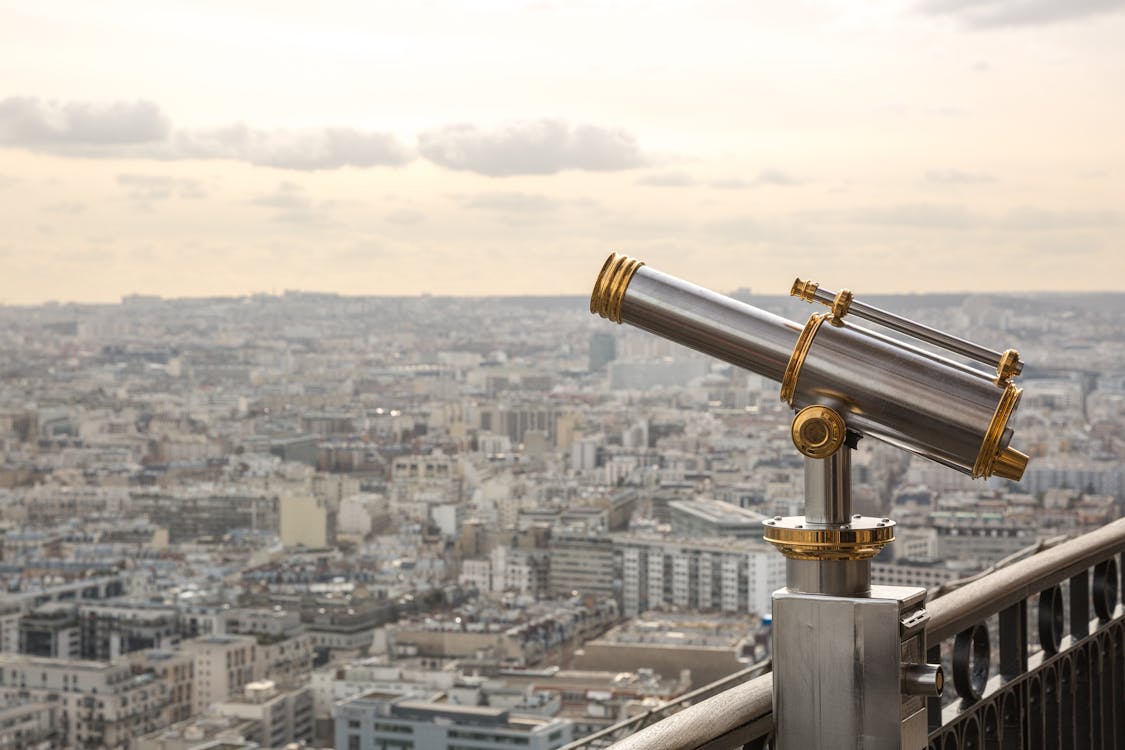 Free Gray and Gold Telescope on Building Stock Photo
