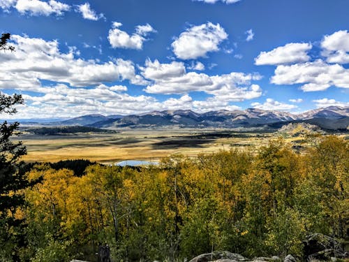 Landscape Photography of Grass Land and Mountains