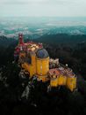Aerial Photography of Park and National Palace of Pena