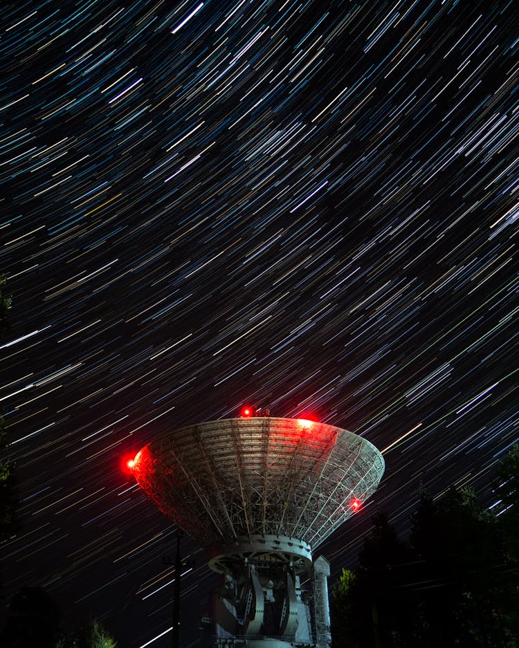 Satellite Dish Under The Night Sky