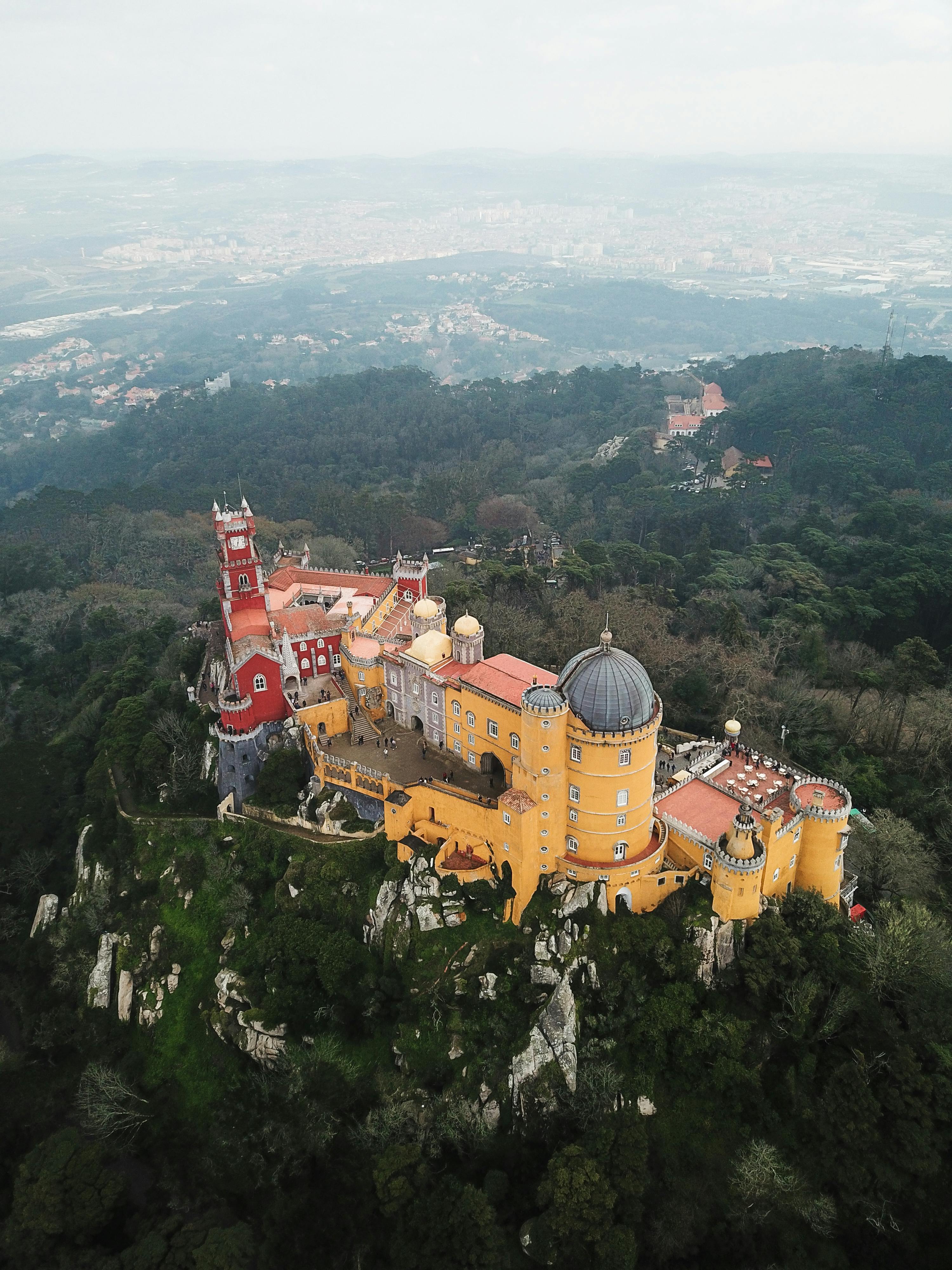 Free Aerial View of a Castle in Portugal Stock Photo