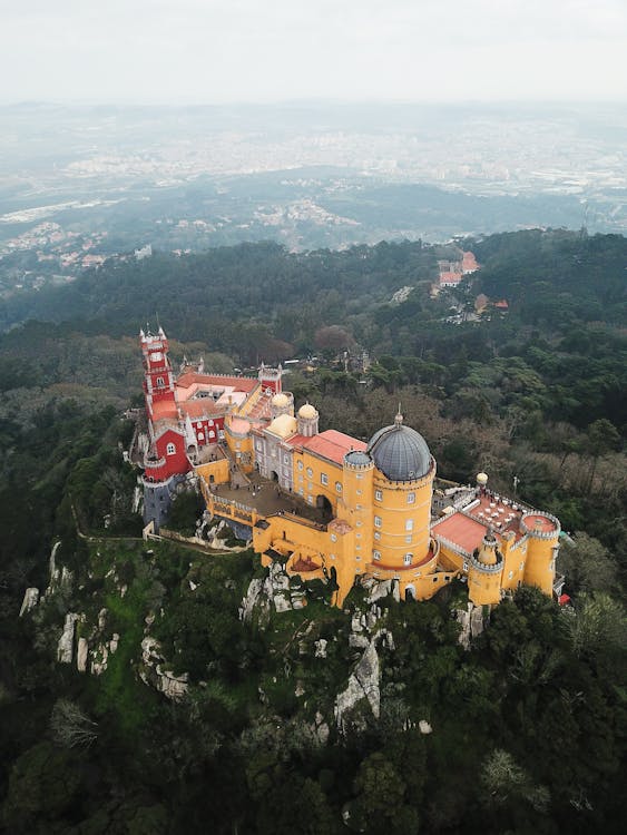 Free Aerial View of a Castle in Portugal Stock Photo
