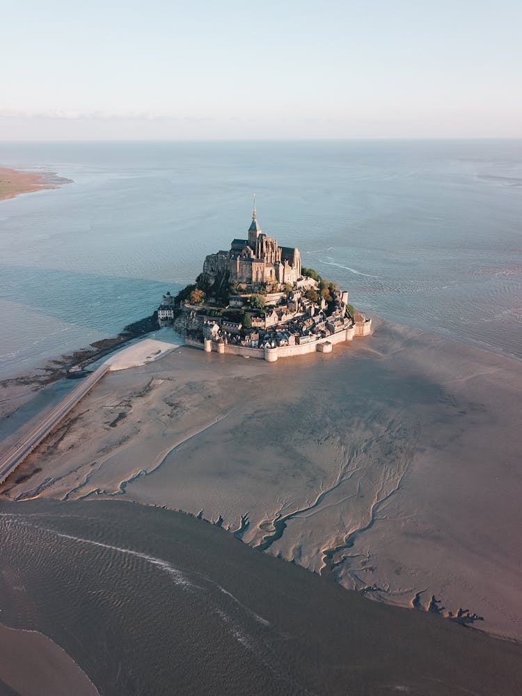 Aerial Photography Of A Castle In An Island