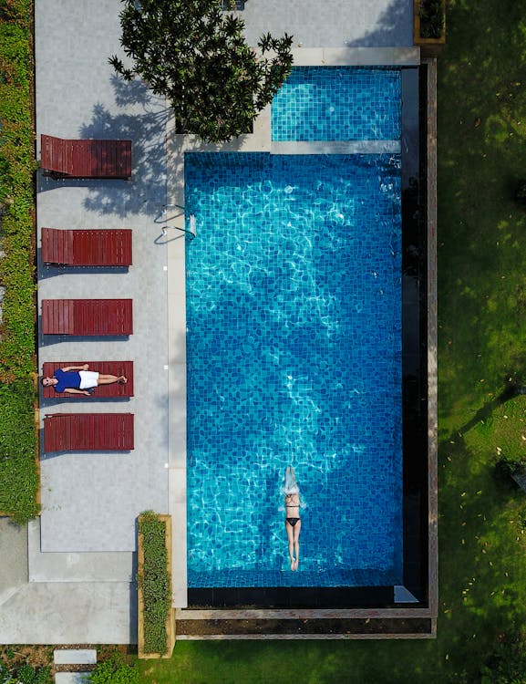 Aerial View of a Swimming Pool