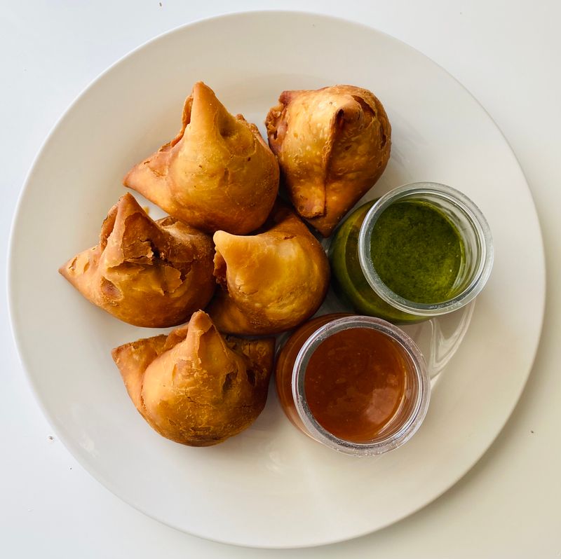 Samosa-style potato and pea bakes