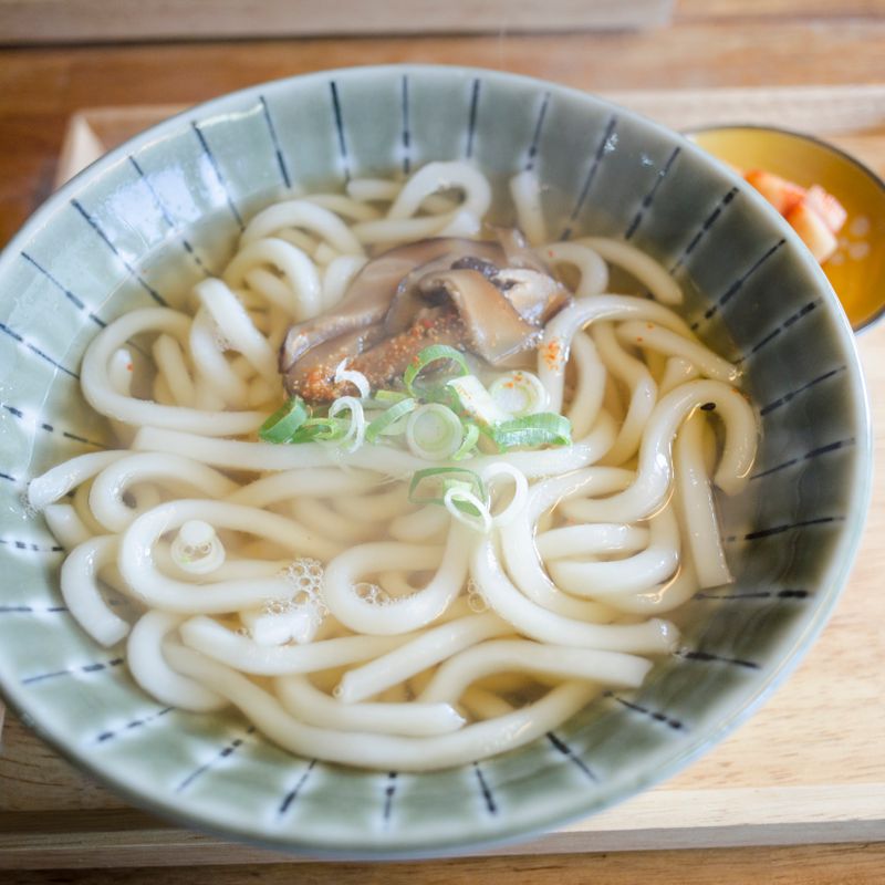Udon Noodle Soup with Fish Cake and Scallions