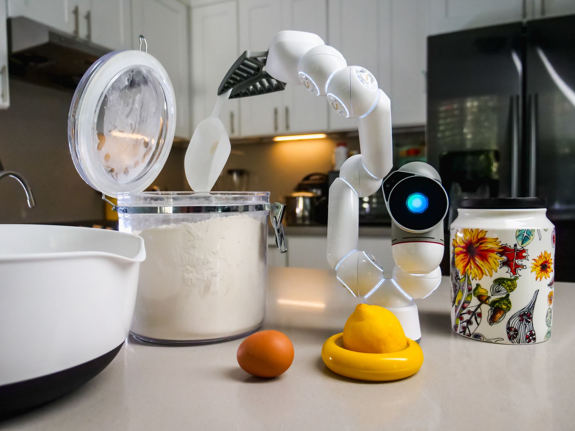 White Toy Robot with a Scoop